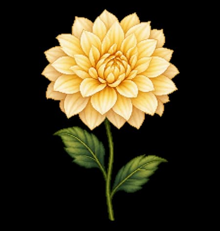 An original pixel-art yellow flower in bloom